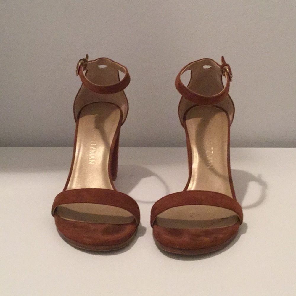 Stuart weitzman brown suede nudist block heel